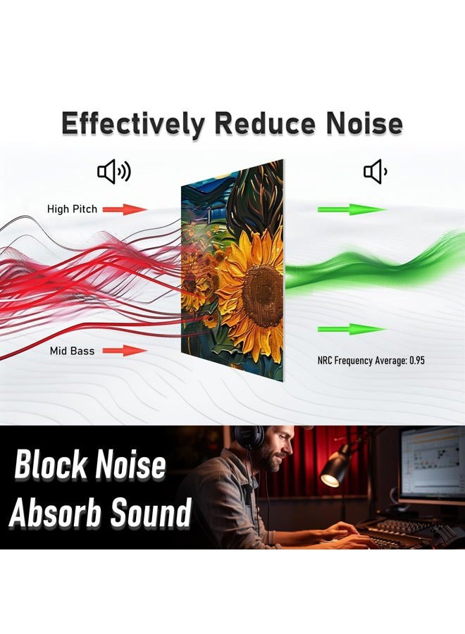 FurnoFlex Art Acoustic Panels Tiles Decorative Room Sound Proof Foam Absorbing Panels Noise Dampening Canceling Reducing Blocker for Walls (Starry Sunflowers) - Image 4