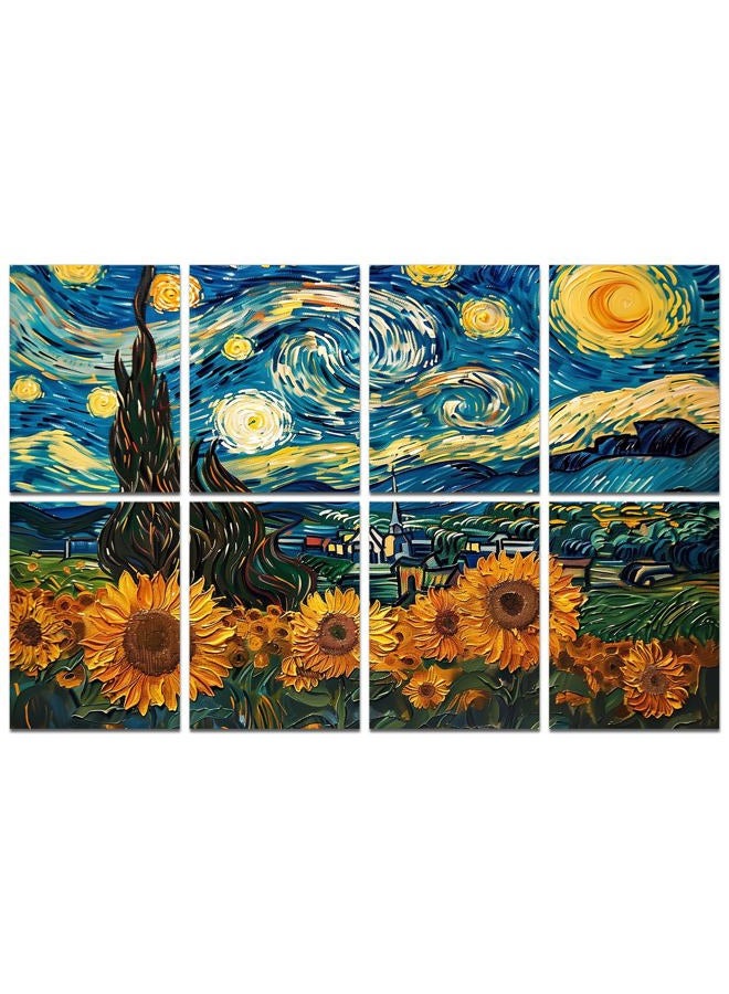 FurnoFlex Art Acoustic Panels Tiles Decorative Room Sound Proof Foam Absorbing Panels Noise Dampening Canceling Reducing Blocker for Walls (Starry Sunflowers) - Image 1