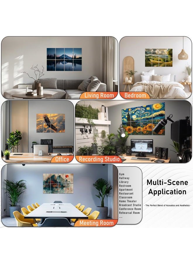 FurnoFlex Art Acoustic Panels Tiles Decorative Room Sound Proof Foam Absorbing Panels Noise Dampening Canceling Reducing Blocker for Walls (Starry Sunflowers) - Image 5