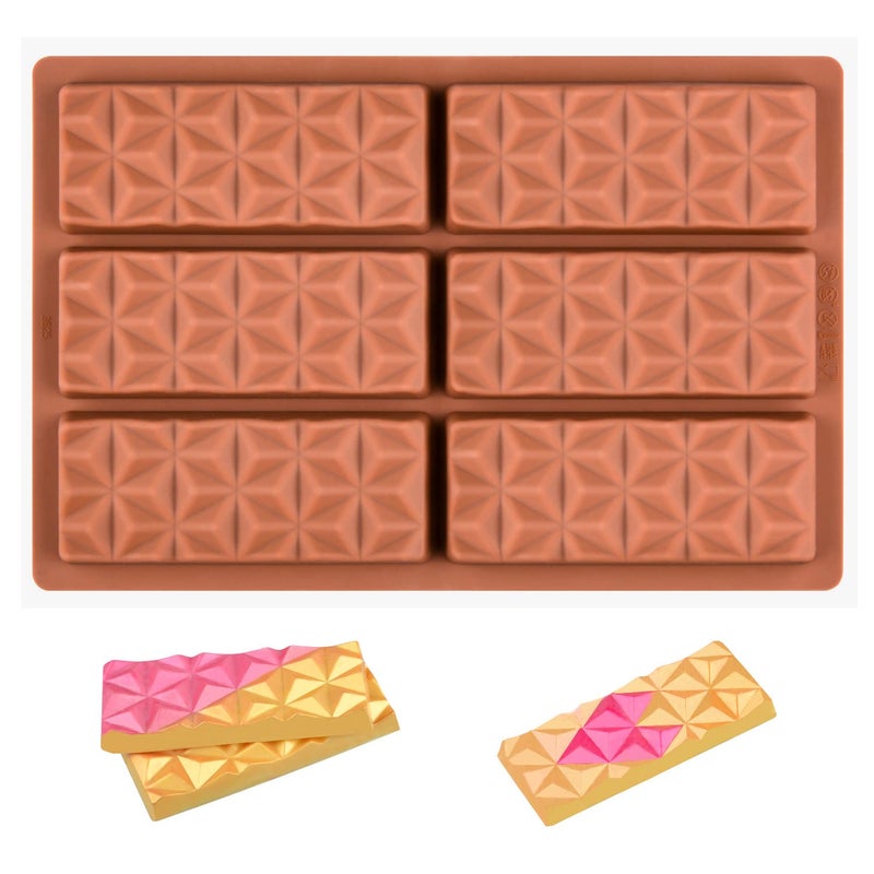Fimary 1 Pc Chocolate Bar Mold Deep Dubai Break Apart Candy Molds Thick Stuffed Silicone Molds for Filling Knafeh Pistachio Chocolate Bar and Wax Melts Large Pyramid Shape