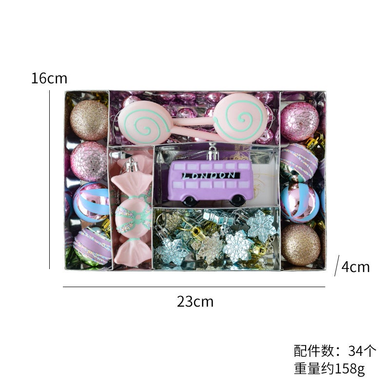 Generic Cross Border Christmas Decorations Macaron Color Series Christmas Ball Special-shaped Ball Hanging Ball Christmas Tree Decorative Ball Pendant Car Package/158g