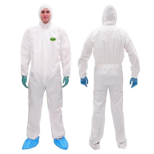 RAYGARD Disposable Coveralls, Protective Suit with Elastic Cuffs, Hood, Zip Front Opening for Spray Paint Chemical Industrial (1 Pack, XL) - Image 1