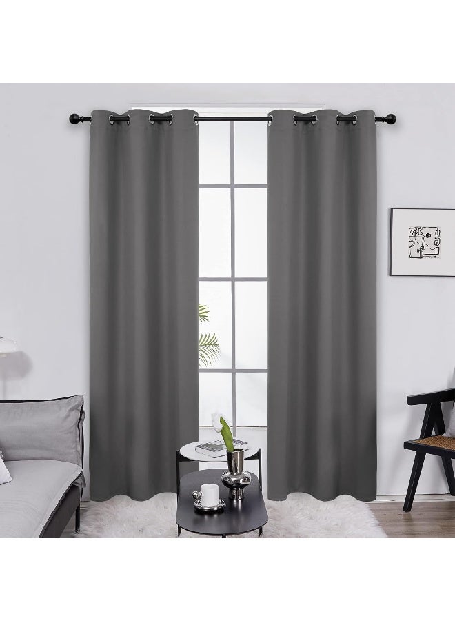 Deconovo Room Darkening Thermal Insulated Grommet Blackout Window Curtain for Bedroom, Light Grey, 42x84 Inch, 1 Panel - Image 1