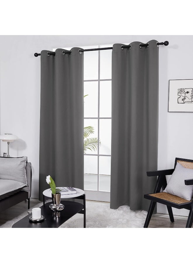 Deconovo Room Darkening Thermal Insulated Grommet Blackout Window Curtain for Bedroom, Light Grey, 42x84 Inch, 1 Panel - Image 2
