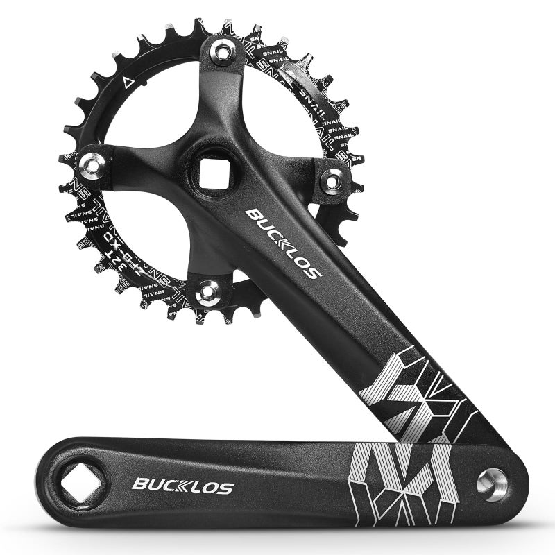 BUCKLOS MTB Mountain Bike Single Speed Square Taper Crankset -170mm Cranksets Bicycle Crank Set with 104BCD 32/34/36/38/40/42T Round/Oval Chainring Fit for Ebike/Commuter Bike - Image 1