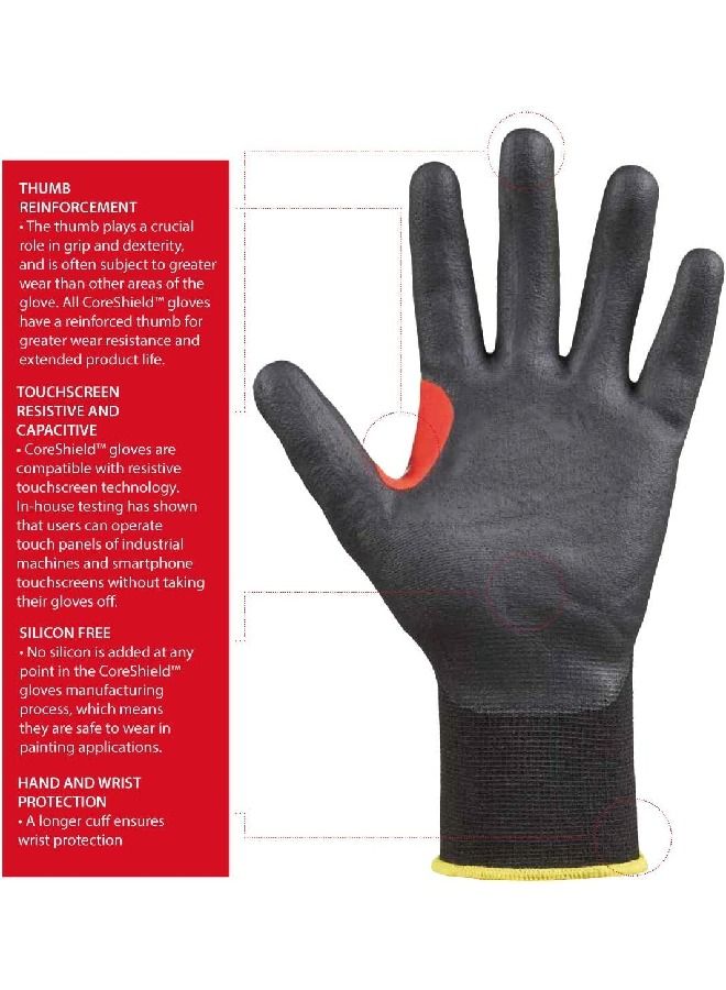 Honeywell Honeywell 22 7513B CoreShield A2 B Coated Cut Resistant Safety Glove 13 Gauge HPPE Black Liner Black Nitrile Coating  - Image 2