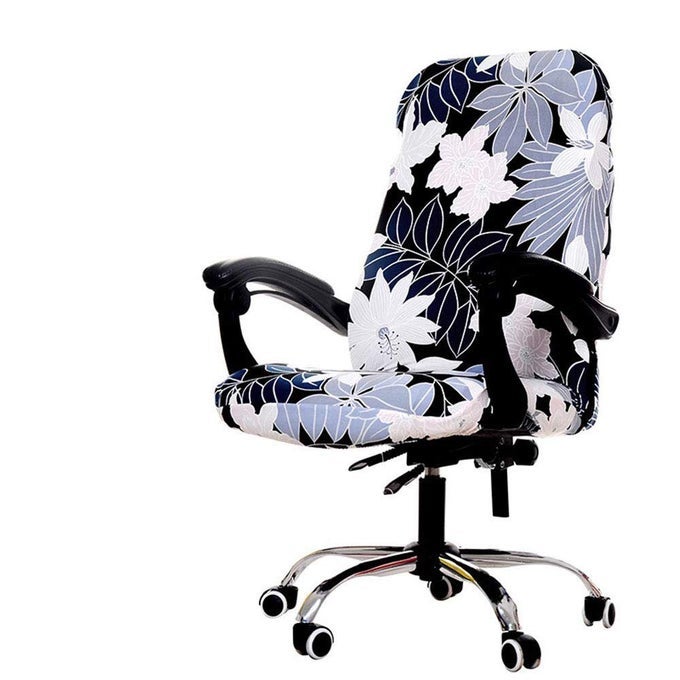 PRINTED OFFICE CHAIR COVERS STRETCH COMPUTER CHAIR COVER UNIVERSAL BOSS CHAIR COVERS MODERN SIMPLISM STYLE HIGH BACK CHAIR SLIPCOVER LEAVES AND FLOWERS LARGE