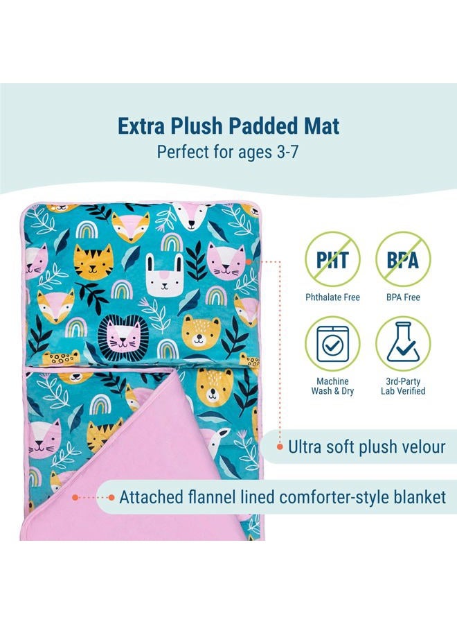 Wildkin Kids Plush Nap Mat – Soft, Cozy, Convenient for Daycare & Preschool – Party Animal - Image 3