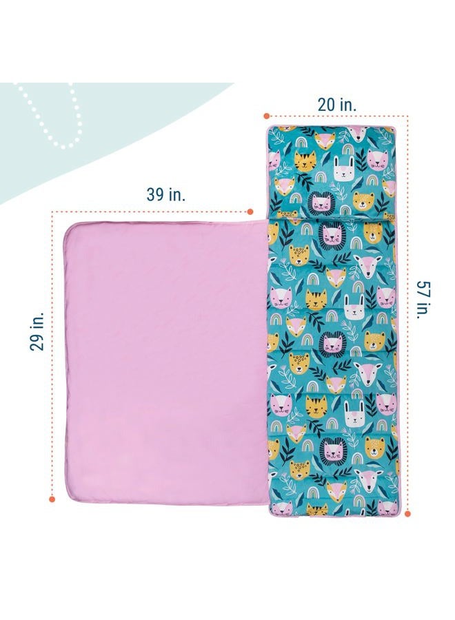 Wildkin Kids Plush Nap Mat – Soft, Cozy, Convenient for Daycare & Preschool – Party Animal - Image 5