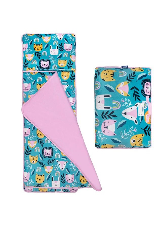 Wildkin Kids Plush Nap Mat – Soft, Cozy, Convenient for Daycare & Preschool – Party Animal - Image 1