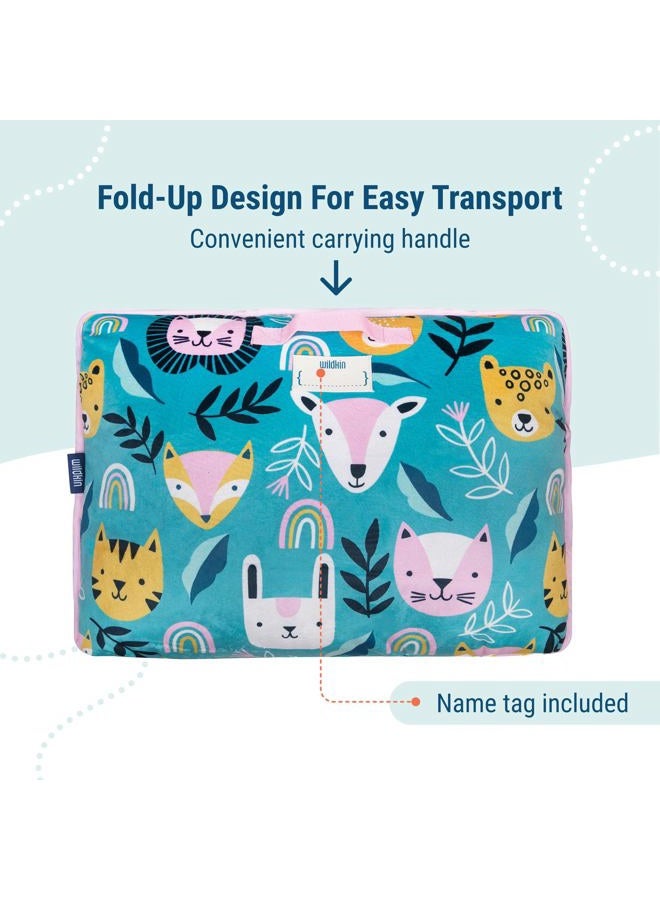 Wildkin Kids Plush Nap Mat – Soft, Cozy, Convenient for Daycare & Preschool – Party Animal - Image 4