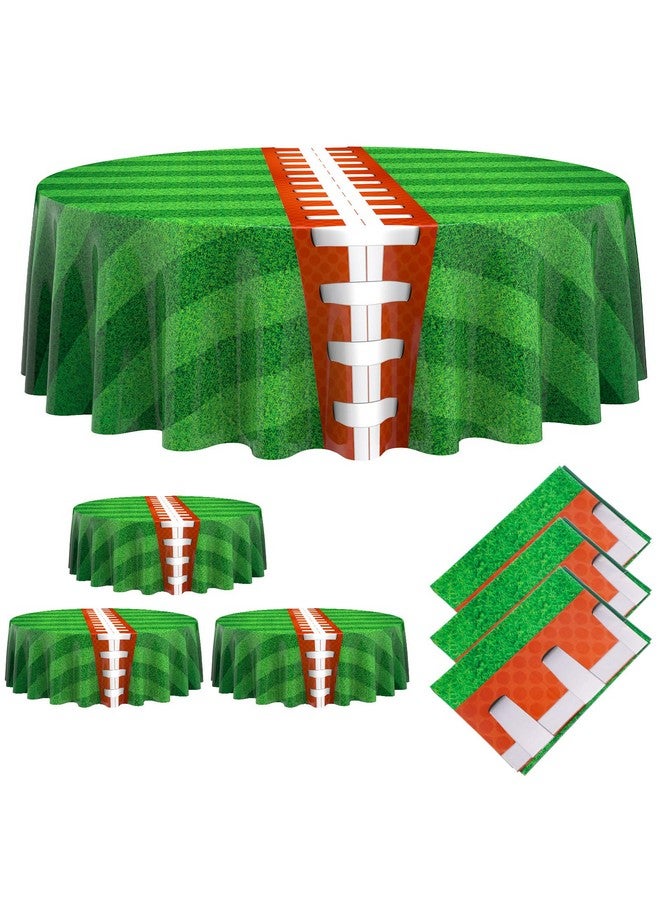 Oudain 6 Pcs Football Party Tablecloth 84 Inches Football Round Table Cloth Disposable Plastic Sport Table Covers for Birthday Party Table Decor Supplies Favors - Image 1