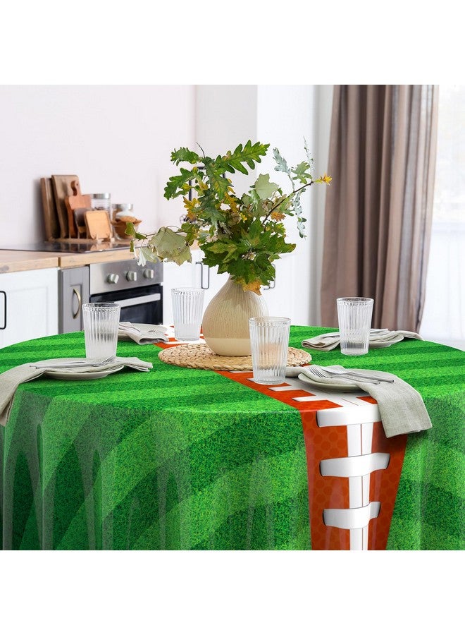 Oudain 6 Pcs Football Party Tablecloth 84 Inches Football Round Table Cloth Disposable Plastic Sport Table Covers for Birthday Party Table Decor Supplies Favors - Image 2