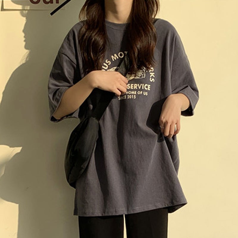 Summer Korean Style Loose Short-Sleeved T-Shirt for Women Korean Style New Bf Style Large Size Top Couple Bottoming Shirt Dropshipping - Image 2