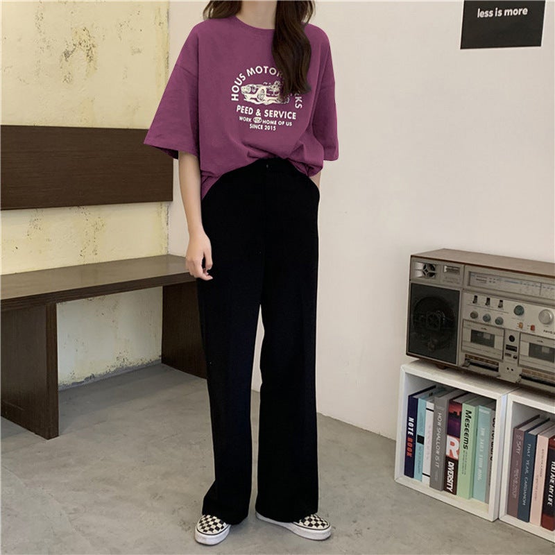 Summer Korean Style Loose Short-Sleeved T-Shirt for Women Korean Style New Bf Style Large Size Top Couple Bottoming Shirt Dropshipping - Image 1