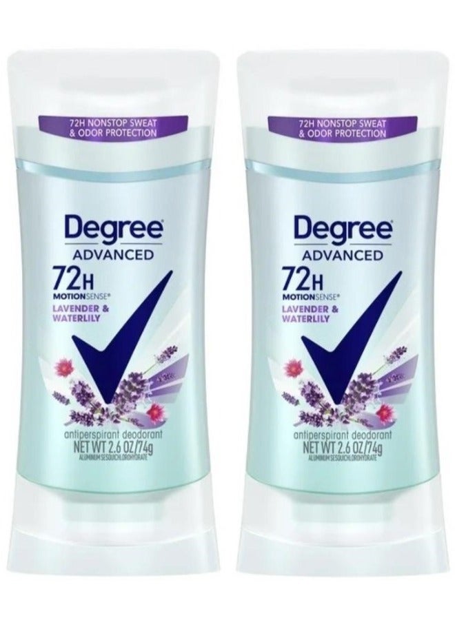 Degree 2Pcs Degree Advanced  Lavender & Waterlily 72-Hour Sweat & Odor Protection Antiperspirant for Women 74 Grams - Image 1