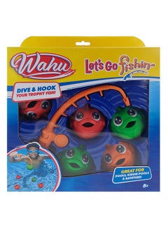 Goliath Wahu Let's Go Fishin' 6-Piece Kids Pool and Bath Toy Set for Ages 5+, Kids Fishing Water Toys Set with 1 Fishing Pole and 5 Colorful Fish  - Image 1