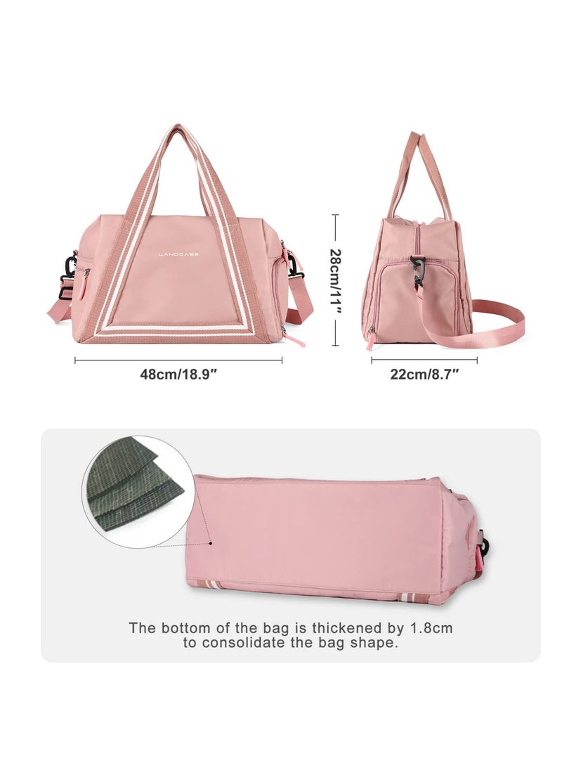 KASTWAVE - Travel Duffel Bag for Women, Travel Duffle Bag for Travel, Sports Tote Gym Bag, Shoulder Overnight Carry on Bag, with Wet Pocket and Shoes Compartment (Small Size,Pink) - Image 1