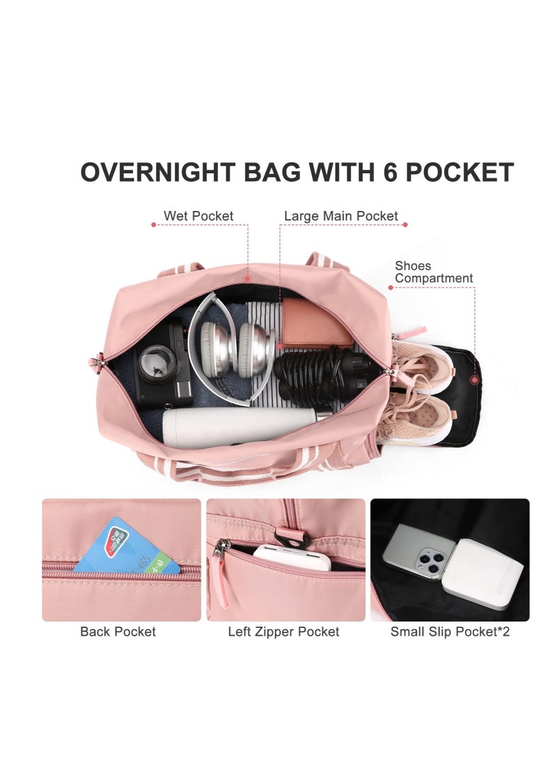 KASTWAVE - Travel Duffel Bag for Women, Travel Duffle Bag for Travel, Sports Tote Gym Bag, Shoulder Overnight Carry on Bag, with Wet Pocket and Shoes Compartment (Small Size,Pink) - Image 1