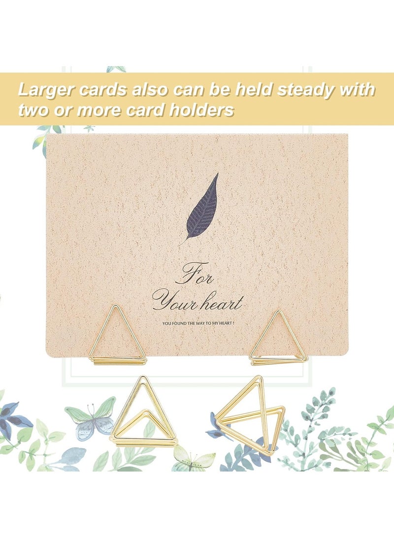 YelaJoy 36pcs Mini Place Card Holders Cute Table Card Holders Triangle Shape Wedding Table Number Holders Golden Photo Holder Pictures Stand Clips for Place Cards Weddings Anniversary Party  - Image 4