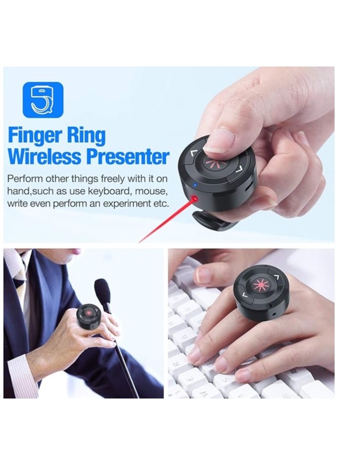 Wireless Presenter Remote Finger Ring USB Rechargeable Presentation Clicker Presentation Remote Powerpoint Clicker PPT Clicker with Slide Advancer RF 2.4Ghz for Mac/Laptop/Computer