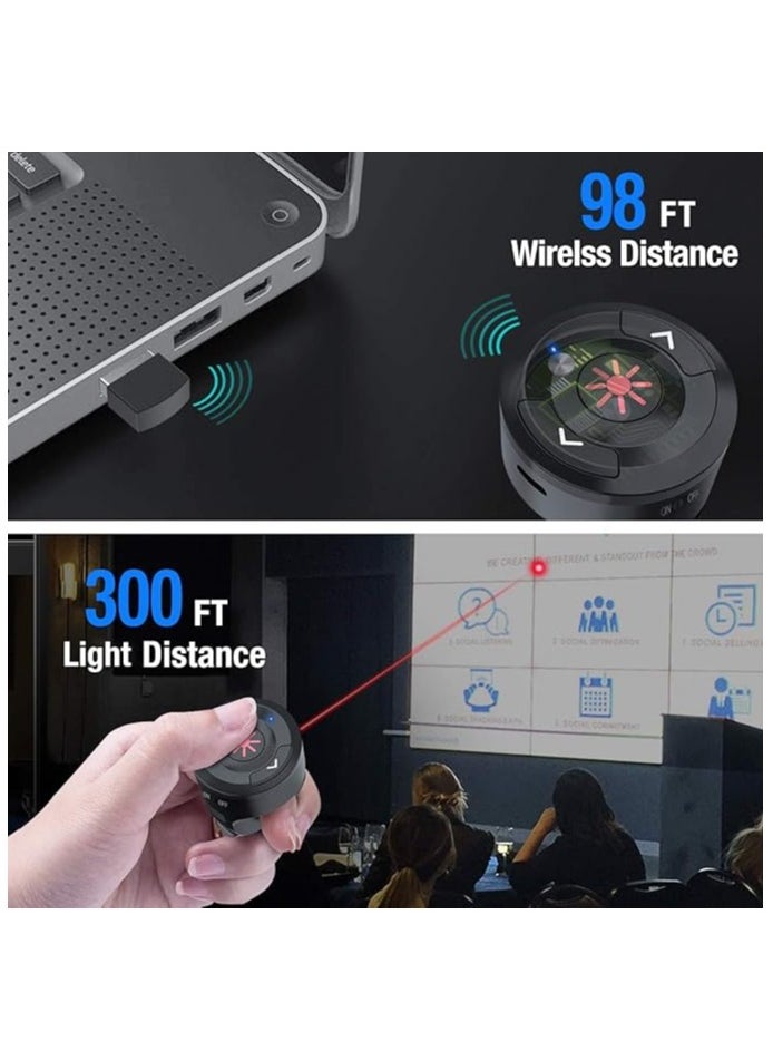 Wireless Presenter Remote Finger Ring USB Rechargeable Presentation Clicker Presentation Remote Powerpoint Clicker PPT Clicker with Slide Advancer RF 2.4Ghz for Mac/Laptop/Computer