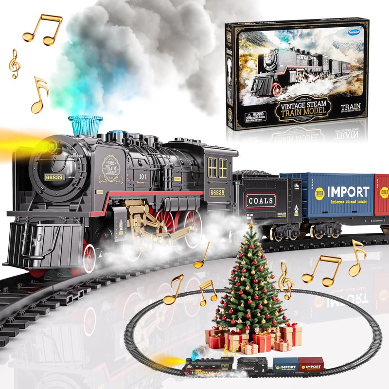 Funwee Train Set for Under Christmas TreeElectric Train Toy with SmokesLights and Sound Locomotive Train Model with TrackBirthday Gifts Idea for 3 4 5 6 7 Years Old Toddler Boys and Girls - Image 3