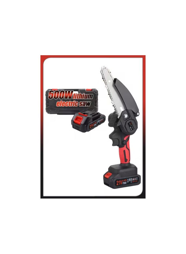 Generic One Hand Electric Mini Chainsaw Cordless 6 Inch Small Chain Saw With 21V Rechargeable Battery Portable Cutting Tool For Tree Branch Trimming Wood Gardening  - Image 5