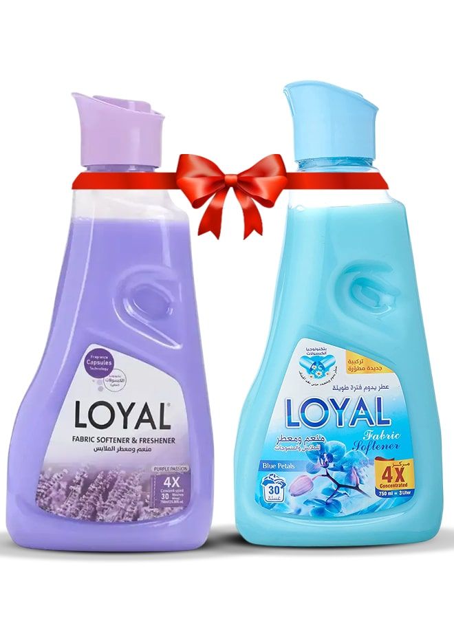 لويال منعم أقمشة 2 × 750 مل برائحة بتلات زرقاء + شغف بنفسجي