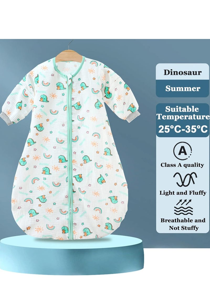 Arabayt 0.5 TOG Baby Sleeping Bag, 100% Cotton Baby Sleeping Bag, Double Zipper Gauze Baby Sleeping Bag Long Sleeve, Baby Wearable Blanket, Suitable for Babies 0-24 Months - Image 2