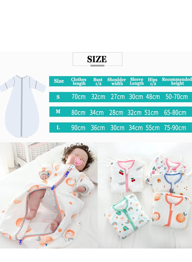 Arabayt 0.5 TOG Baby Sleeping Bag, 100% Cotton Baby Sleeping Bag, Double Zipper Gauze Baby Sleeping Bag Long Sleeve, Baby Wearable Blanket, Suitable for Babies 0-24 Months - Image 4