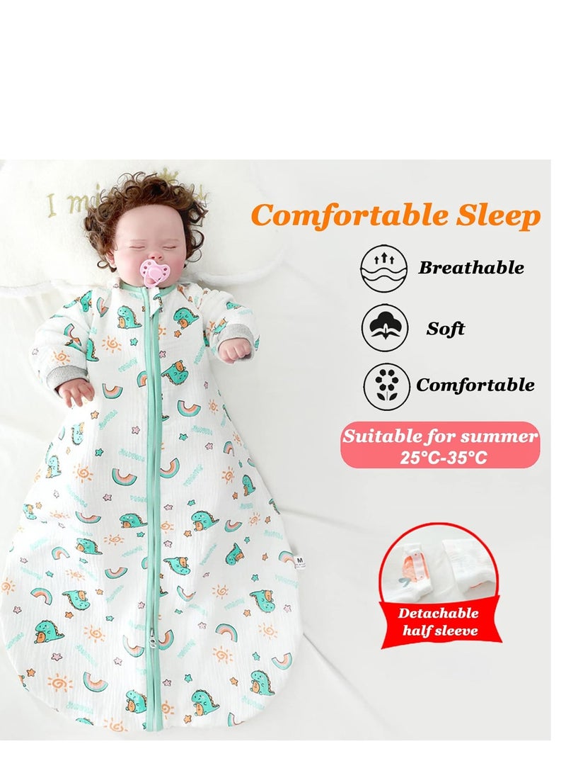 Arabayt 0.5 TOG Baby Sleeping Bag, 100% Cotton Baby Sleeping Bag, Double Zipper Gauze Baby Sleeping Bag Long Sleeve, Baby Wearable Blanket, Suitable for Babies 0-24 Months - Image 3