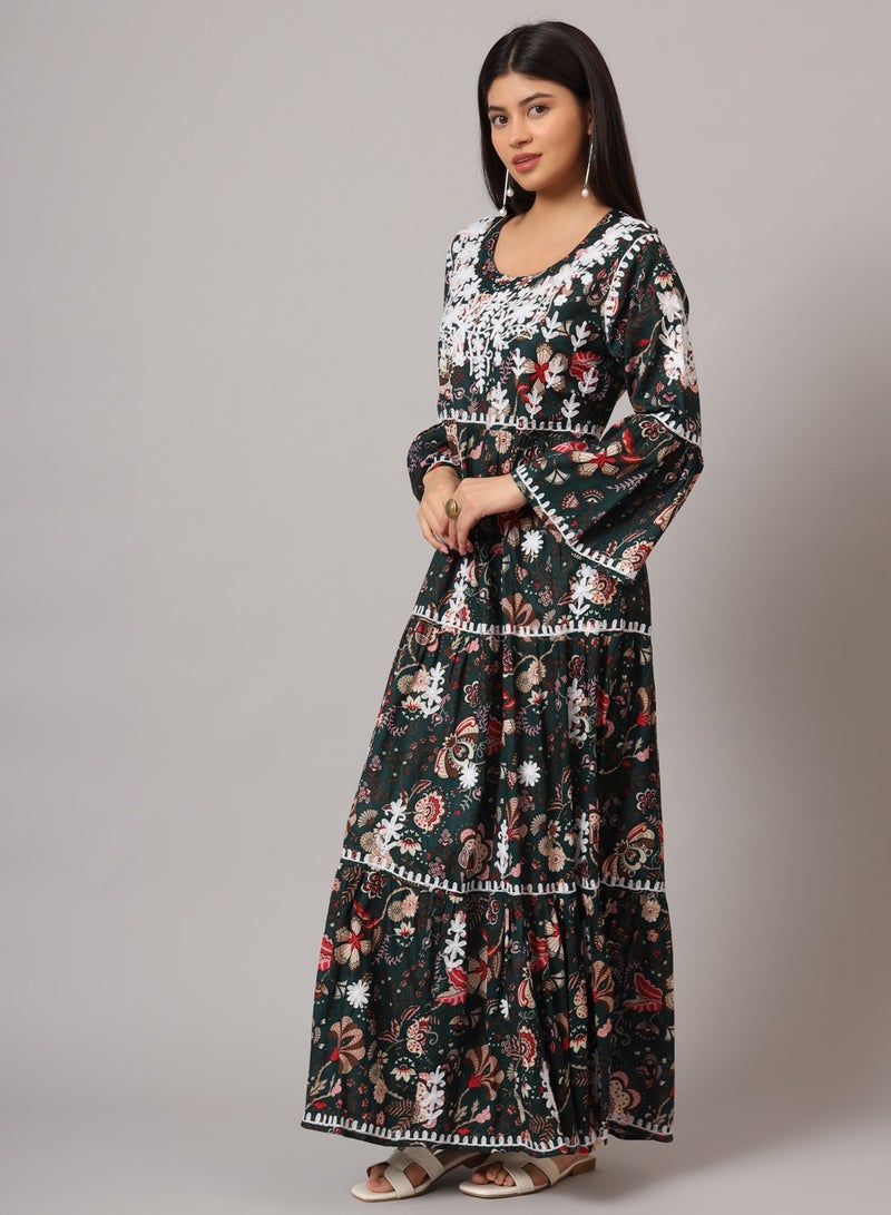 الايا جلابية قطن مولمول مطرزة شيكانكاري بتصميم - وتفاصيل مجمعة - Image 3