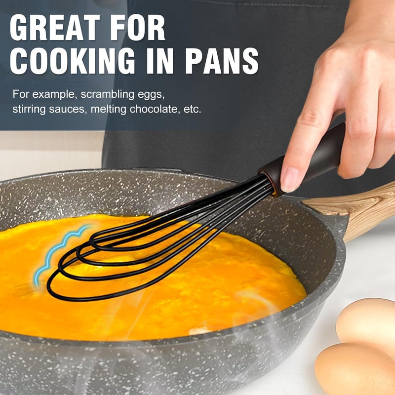 Eddeas Silicone Whisk,Non Scratch Whisk for Cooking, 5+7+9+11in Balloon Whisks, Suitable for Mixing, Blending Whipping.11in Flat Whisks great for Ceramic Coated pans and Wider shallower pots. - Image 4
