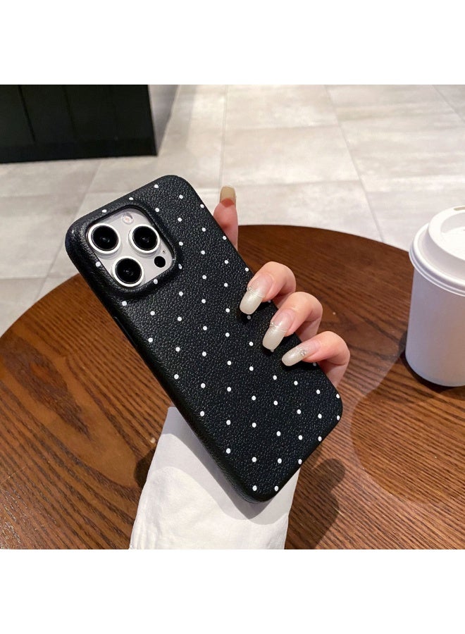 NIBEMINENT Minimal Polka Dots Protective TPU Case Cover For iPhone 15 Plus, Black