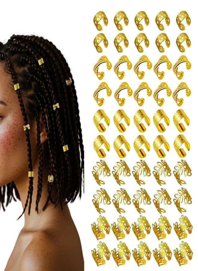 TARINI 60PCS, Gold Hair Accessories for Women, Hair Jewelry for Braids, Alloy Hair Clips and Rings, Decorative Hair Accessories for Special Occasions, 2x1cm Size Braid Clips - Image 1