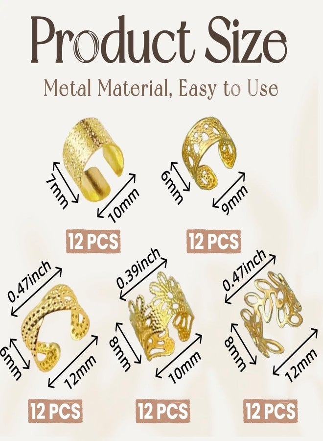 TARINI 60PCS, Gold Hair Accessories for Women, Hair Jewelry for Braids, Alloy Hair Clips and Rings, Decorative Hair Accessories for Special Occasions, 2x1cm Size Braid Clips - Image 4