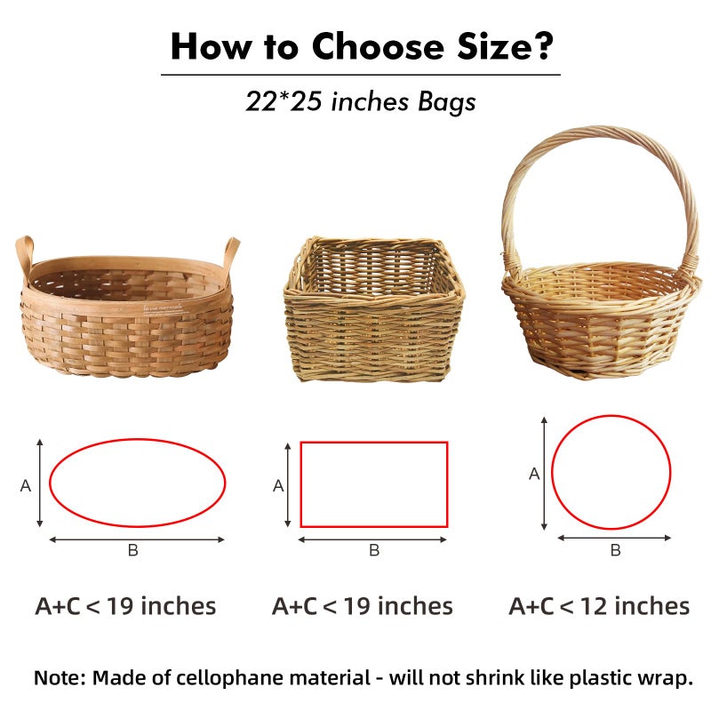 EKAPACKAGING 22x25 Inches 10 Pcs Large Cellophane Bags for Gift Baskets, Plastic Gift Basket Wrapping with Pull Ribbons, Clear Cellophane Gift Bags for Party, Motherâ€™s Day, Baby Showers, Christmas - Image 4