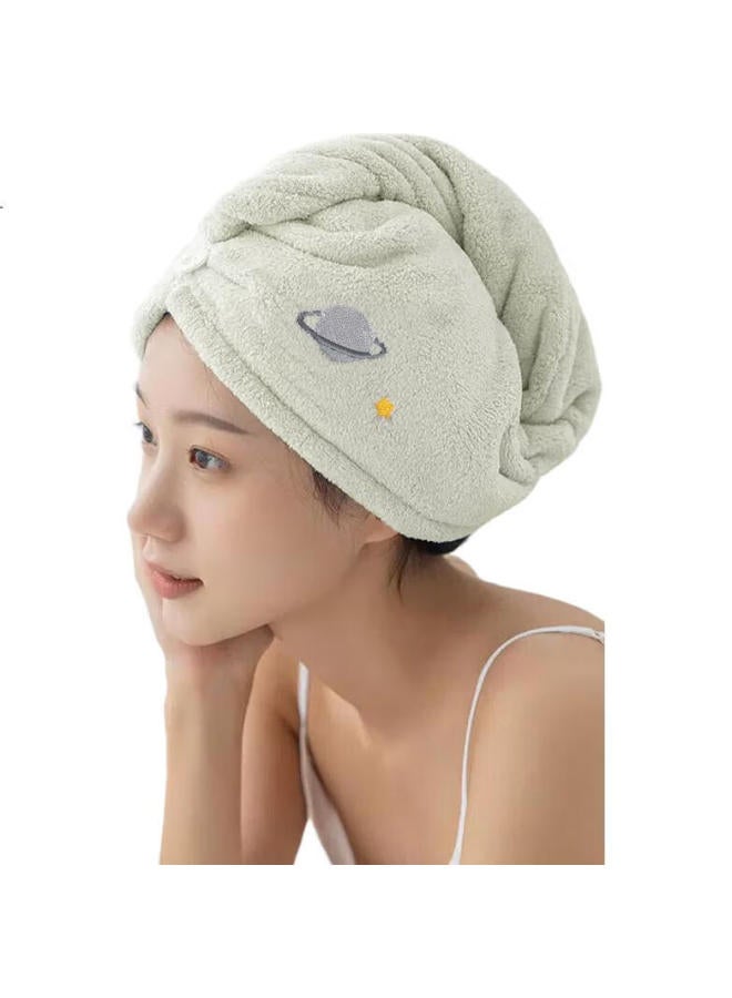 Grace Embroidered Quick-Dry Hair Towel, Cute, Soft, Highly Absorbent, Head Wrap For Women, Pink - Image 2
