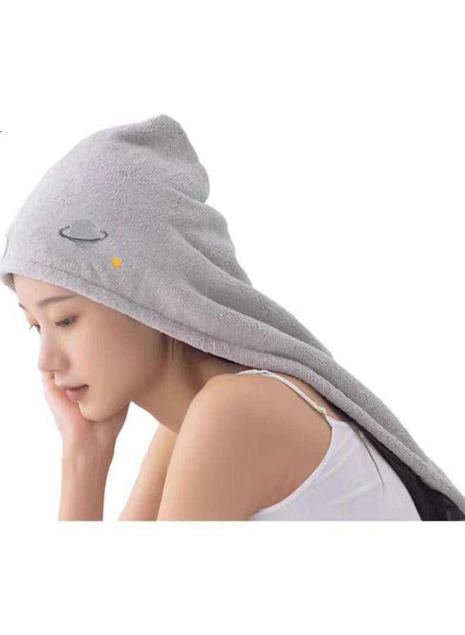 Grace Embroidered Quick-Dry Hair Towel, Cute, Soft, Highly Absorbent, Head Wrap For Women, Pink - Image 3