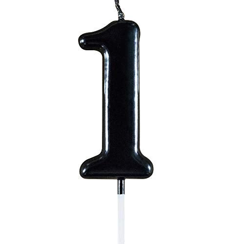XNOVA Black Number 1 Birthday Candles 1st One First Year Bady Roman Numberal Cool Cake Happy Candle for Kids Men Women No 10 11 12 13 14 15 16 17 18 19 - Image 1