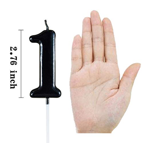 XNOVA Black Number 1 Birthday Candles 1st One First Year Bady Roman Numberal Cool Cake Happy Candle for Kids Men Women No 10 11 12 13 14 15 16 17 18 19 - Image 2