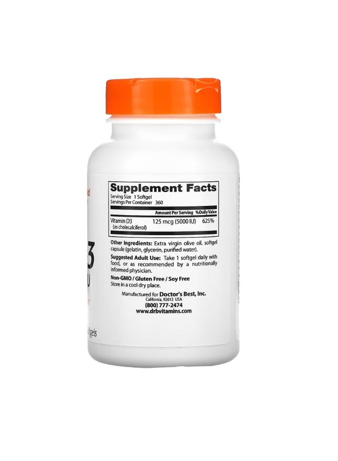 دكتورز بست Vitamin D3 125 mcg 5000 IU 360 Softgels - Image 2
