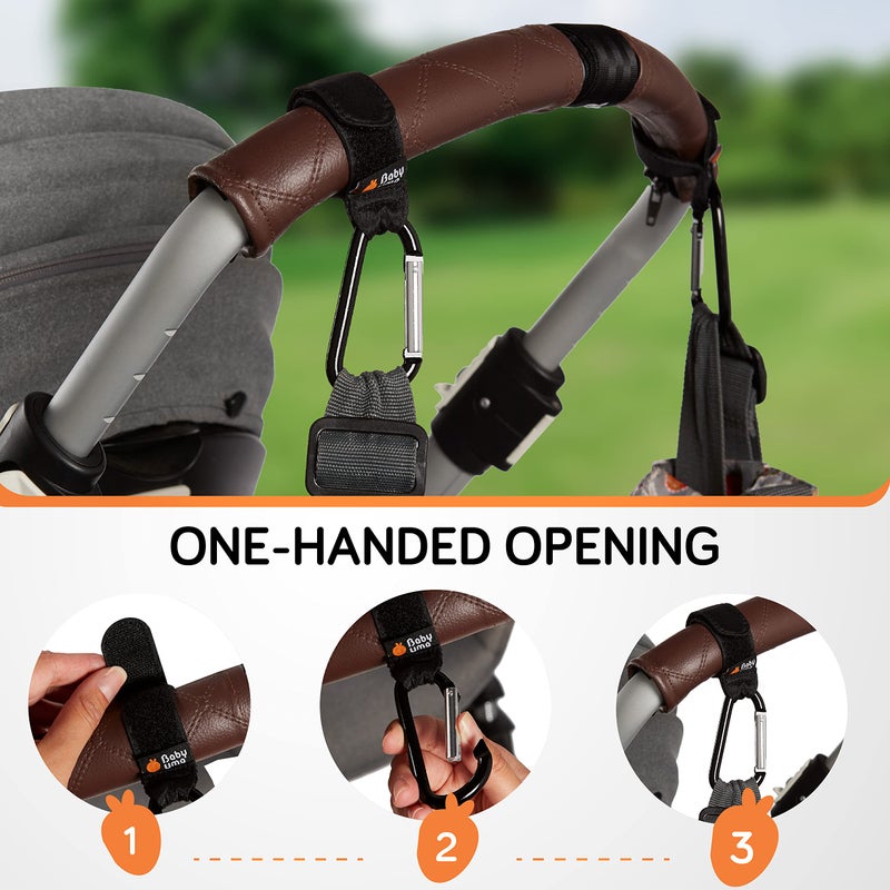 Baby Uma Stroller Hooks for Bags (2 Pack) - Universal Stroller Clips and Hooks, Non-Slip with One-Hand Opening, 11 lb Weight Capacity, Baby Travel Essential - Image 4