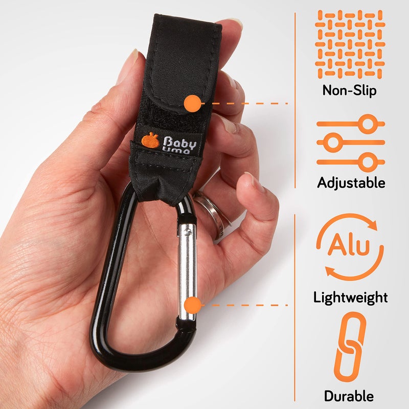 Baby Uma Stroller Hooks for Bags (2 Pack) - Universal Stroller Clips and Hooks, Non-Slip with One-Hand Opening, 11 lb Weight Capacity, Baby Travel Essential - Image 5