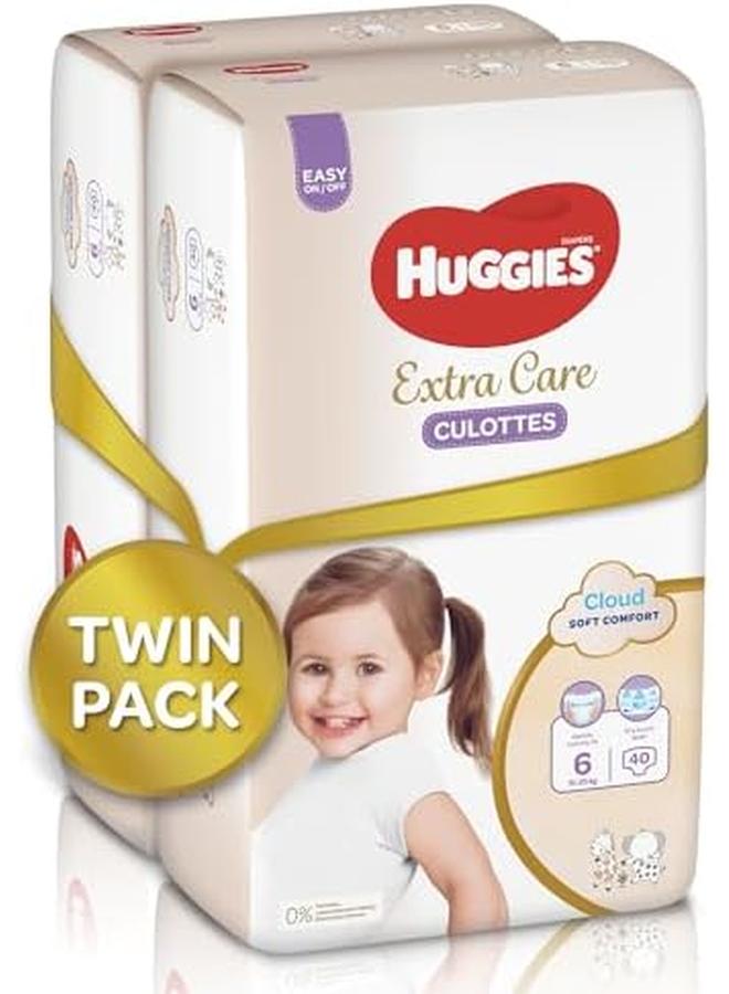HUGGIES Extra Care Culottes Size 6 15 25 Kg Twin Jumbo Pack 80 Diaper Pants - Image 2