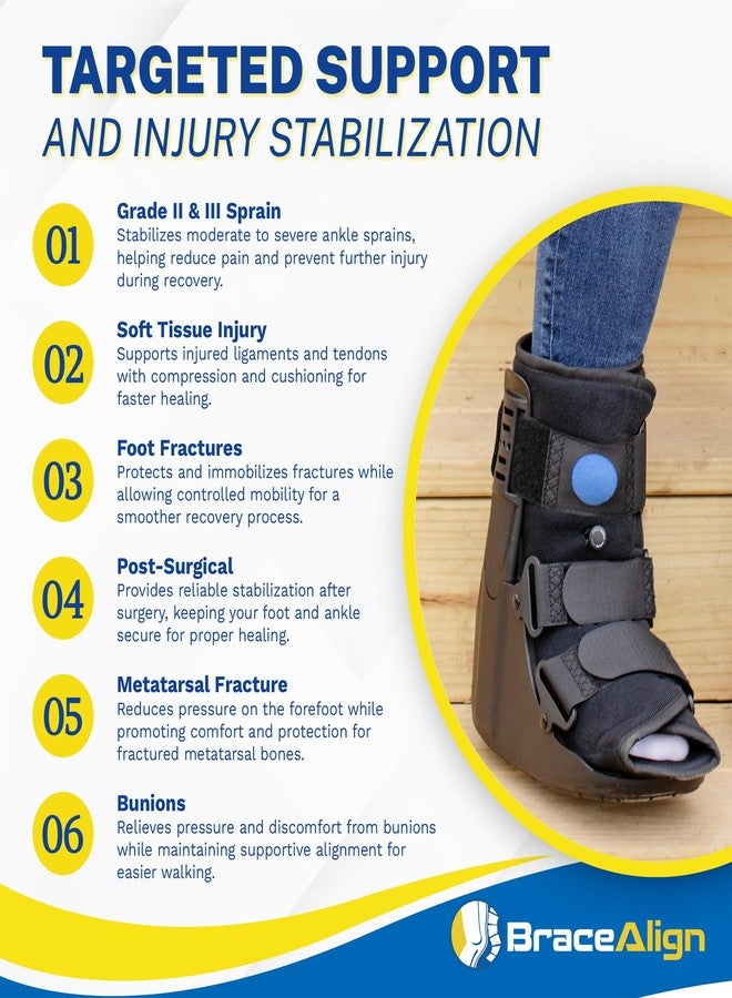 Brace Direct Air Cam Walker Fracture Boot - Short - Orthopedic Medical Walking Boot for Foot & Ankle Fractures, Sprains & Injury Stabilization Size M (Men’s US 7.5-10 / Women’s US 8.5-11.5) - Image 2