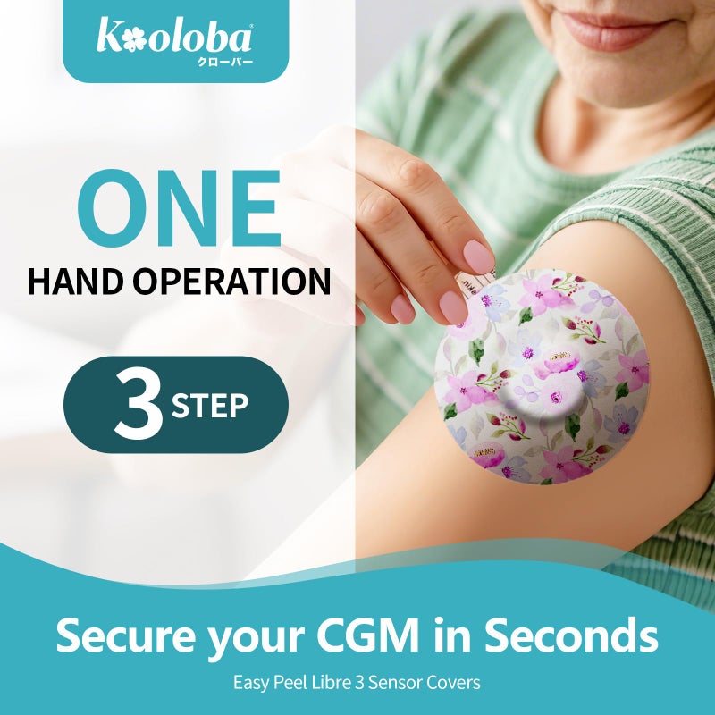 Kooloba 20pcs Adhesive Patches for Libre 3 Waterproof,Sensor Covers for CGM,Pre-Cut Backing with Easy-Peel Tab for 10-14 Days,Full Cover No Glue in Center,Bloomingday - Image 2