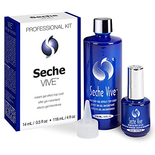 Seche Vive Professional Kit Instant Gel Effect Top Coat for Nail Polish 4 oz  05 oz Refill