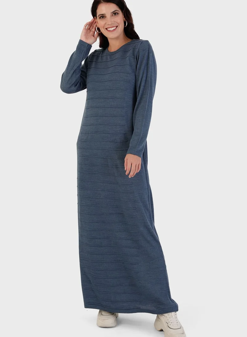 Alia by modanisa Crew Neck Knitted Dress